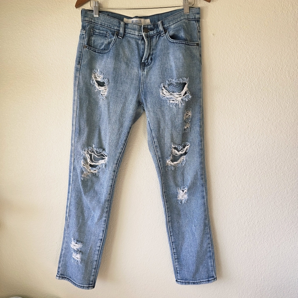 Brandi Melville High-Waisted Boyfriend Distre Jeans 28 Skinny